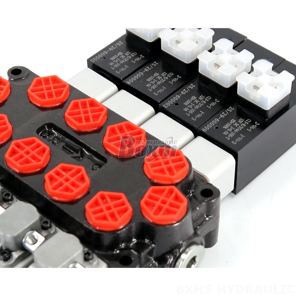 Q45 4 Spool Monoblock Valve: Solenoid & Manual Operated Hydraulic Flow Control detail image